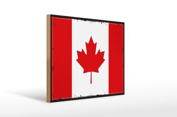 Panneau en bois Drapeau du Canada 40x30cm Panneau décoratif rétro Drapeau du Canada 1