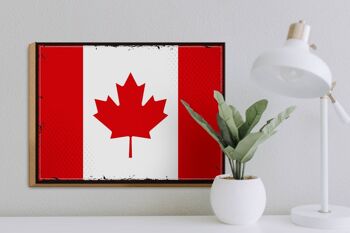 Panneau en bois Drapeau du Canada 40x30cm Panneau décoratif rétro Drapeau du Canada 3