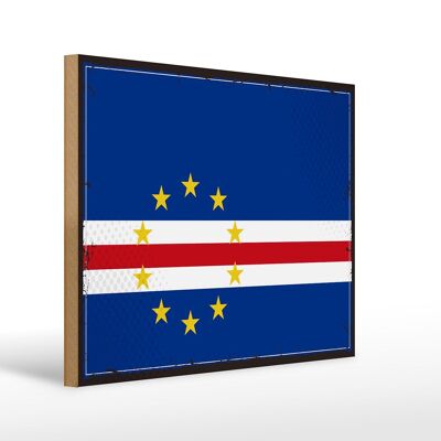 Letrero de madera Bandera Cabo Verde 40x30cm Bandera Retro Letrero de Cabo Verde