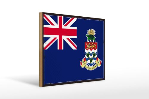 Holzschild Flagge Cayman Islands 40x30cm Retro Flag Deko Schild