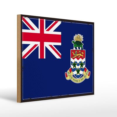 Holzschild Flagge Cayman Islands 40x30cm Retro Flag Deko Schild