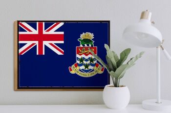 Panneau en bois drapeau des îles caïmans, 40x30cm, drapeau rétro, panneau décoratif 3