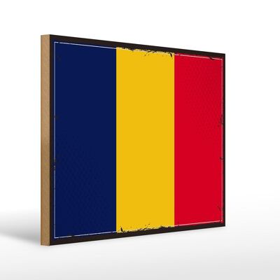 Holzschild Flagge des Tschad 40x30cm Retro Flag of Chad Deko Schild