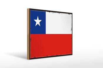 Panneau en bois drapeau du Chili 40x30cm drapeau rétro du Chili panneau décoratif en bois 1