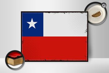 Panneau en bois drapeau du Chili 40x30cm drapeau rétro du Chili panneau décoratif en bois 2