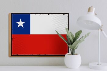 Panneau en bois drapeau du Chili 40x30cm drapeau rétro du Chili panneau décoratif en bois 3
