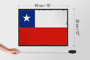Panneau en bois drapeau du Chili 40x30cm drapeau rétro du Chili panneau décoratif en bois 4