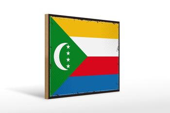 Panneau en bois drapeau des Comores 40x30cm, drapeau rétro, signe des Comores 1