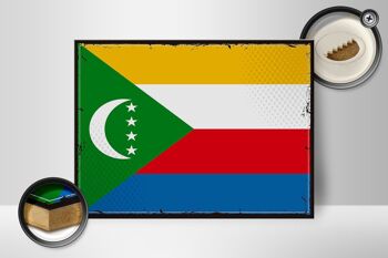 Panneau en bois drapeau des Comores 40x30cm, drapeau rétro, signe des Comores 2