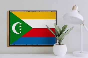 Panneau en bois drapeau des Comores 40x30cm, drapeau rétro, signe des Comores 3
