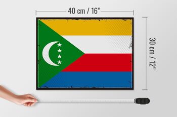 Panneau en bois drapeau des Comores 40x30cm, drapeau rétro, signe des Comores 4