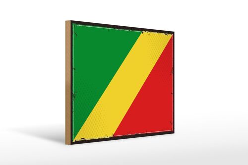 Holzschild Flagge Kongo 40x30cm Retro Flag of the Congo Deko Schild