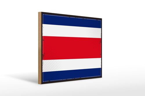 Holzschild Flagge Costa Ricas 40x30cm Retro Costa Rica Deko Schild