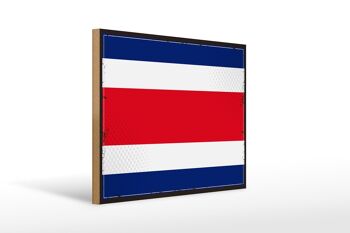 Panneau en bois drapeau du Costa Rica 40x30cm, panneau décoratif rétro du Costa Rica 1