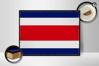 Panneau en bois drapeau du Costa Rica 40x30cm, panneau décoratif rétro du Costa Rica 2