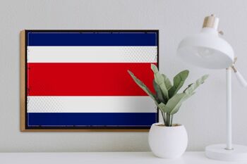 Panneau en bois drapeau du Costa Rica 40x30cm, panneau décoratif rétro du Costa Rica 3