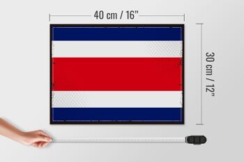 Panneau en bois drapeau du Costa Rica 40x30cm, panneau décoratif rétro du Costa Rica 4