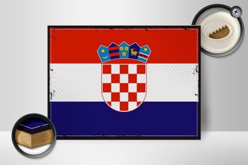 Panneau en bois drapeau de la Croatie 40x30cm, drapeau rétro de la Croatie 2