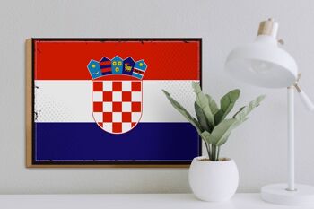 Panneau en bois drapeau de la Croatie 40x30cm, drapeau rétro de la Croatie 3