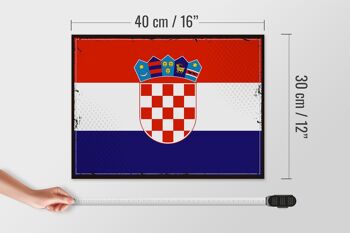 Panneau en bois drapeau de la Croatie 40x30cm, drapeau rétro de la Croatie 4