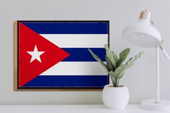 Panneau en bois Drapeau de Cuba 40x30cm Rétro Drapeau de Cuba panneau décoratif en bois 3