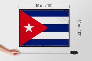 Panneau en bois Drapeau de Cuba 40x30cm Rétro Drapeau de Cuba panneau décoratif en bois 4