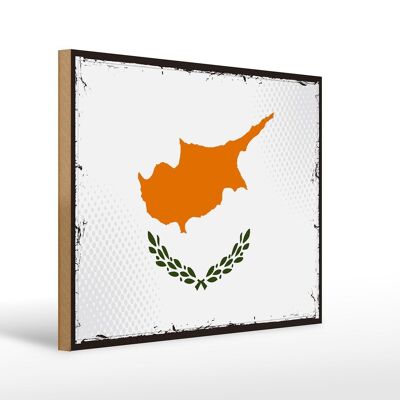 Panneau en bois drapeau de Chypre 40x30cm, drapeau rétro de Chypre, panneau décoratif