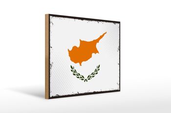 Panneau en bois drapeau de Chypre 40x30cm, drapeau rétro de Chypre, panneau décoratif 1