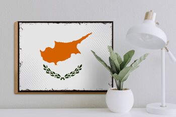 Panneau en bois drapeau de Chypre 40x30cm, drapeau rétro de Chypre, panneau décoratif 3