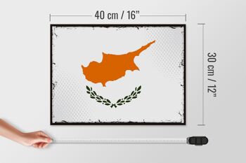 Panneau en bois drapeau de Chypre 40x30cm, drapeau rétro de Chypre, panneau décoratif 4