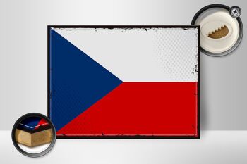 Panneau en bois drapeau de la République tchèque 40x30cm, panneau rétro de la République tchèque 2