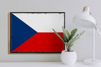 Panneau en bois drapeau de la République tchèque 40x30cm, panneau rétro de la République tchèque 3
