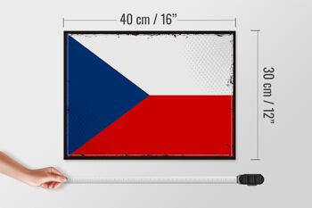 Panneau en bois drapeau de la République tchèque 40x30cm, panneau rétro de la République tchèque 4