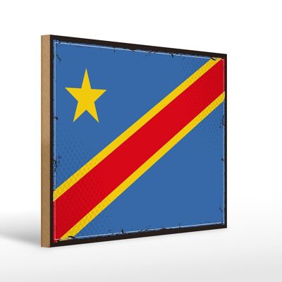 Holzschild Flagge DR Kongo 40x30cm Retro democratic Congo Schild