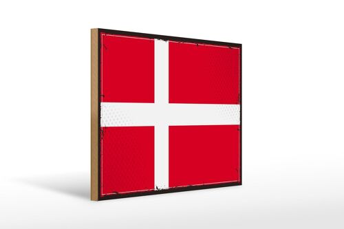 Holzschild Flagge Dänemarks 40x30cm Retro Flag of Denmark Schild