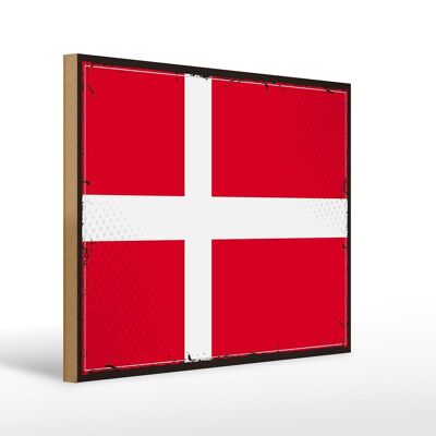 Holzschild Flagge Dänemarks 40x30cm Retro Flag of Denmark Schild