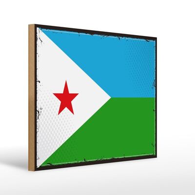 Holzschild Flagge Dschibutis 40x30cm Retro Flag Djibouti Schild