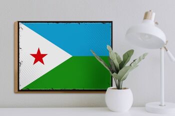 Panneau en bois drapeau de Djibouti 40x30cm, drapeau rétro, signe de Djibouti 3