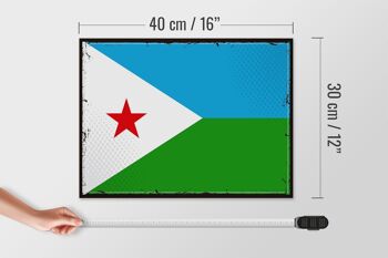 Panneau en bois drapeau de Djibouti 40x30cm, drapeau rétro, signe de Djibouti 4