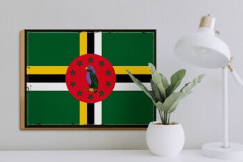 Panneau en bois drapeau de la Dominique 40x30cm, drapeau rétro de la Dominique 3
