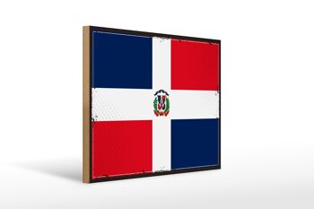 Panneau en bois drapeau République Dominicaine 40x30cm panneau décoratif rétro 1