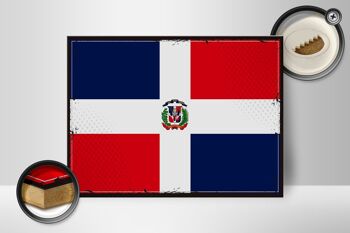 Panneau en bois drapeau République Dominicaine 40x30cm panneau décoratif rétro 2