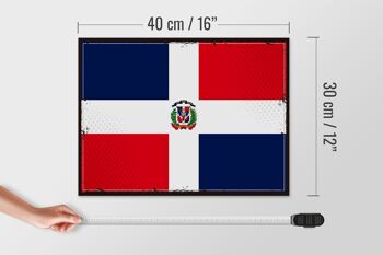 Panneau en bois drapeau République Dominicaine 40x30cm panneau décoratif rétro 4