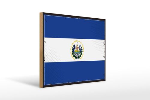 Holzschild Flagge El Salvadors 40x30cm Retro El Salvador Schild