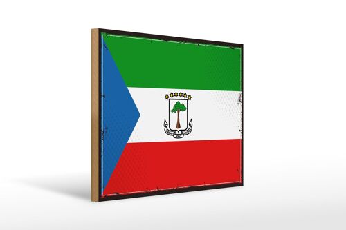 Holzschild Flagge Äquatorialguineas 40x30cm Retro Flag Deko Schild