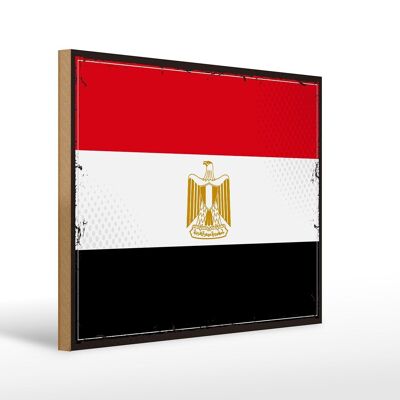 Letrero de madera Bandera de Egipto 40x30cm Bandera retro de Egipto Letrero decorativo