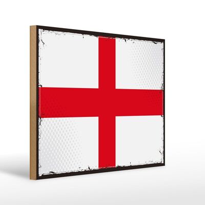 Cartello in legno Bandiera dell'Inghilterra 40x30 cm Cartello retrò con bandiera dell'Inghilterra