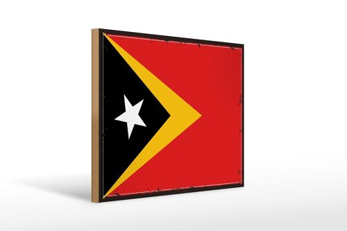 Holzschild Flagge Osttimors 40x30cm Retro Flag East Timor Schild