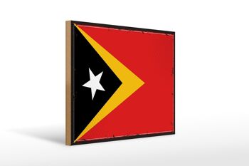 Panneau en bois drapeau du Timor oriental 40x30cm, drapeau rétro, signe du Timor oriental 1