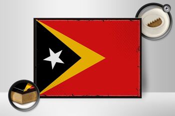 Panneau en bois drapeau du Timor oriental 40x30cm, drapeau rétro, signe du Timor oriental 2